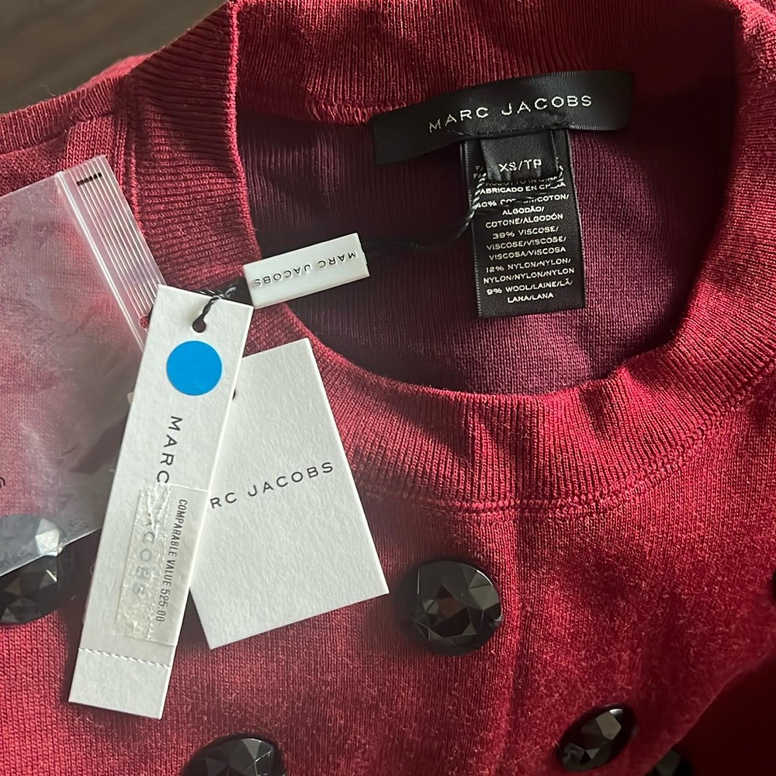 Marc Jacobs Crewneck Sweater in Red, Size XS NEW w/Tag Retail $525