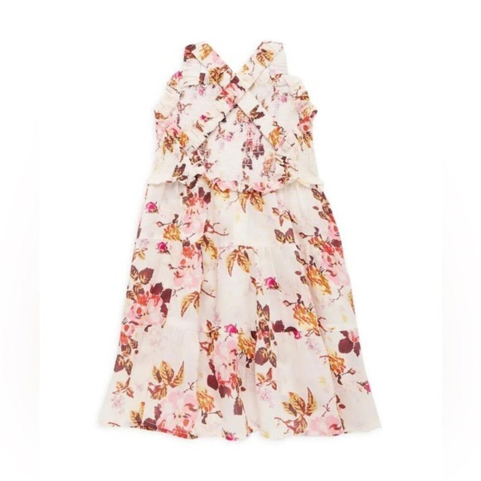 Sea New York Girls' Esme Smocked Dress in Cream Floral, Size 6Y New w/Tag