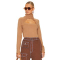 Paige x Revolve Cherise Cut-Out RollNeck Sweater Toffee Bronze Size M NEW w/Tag