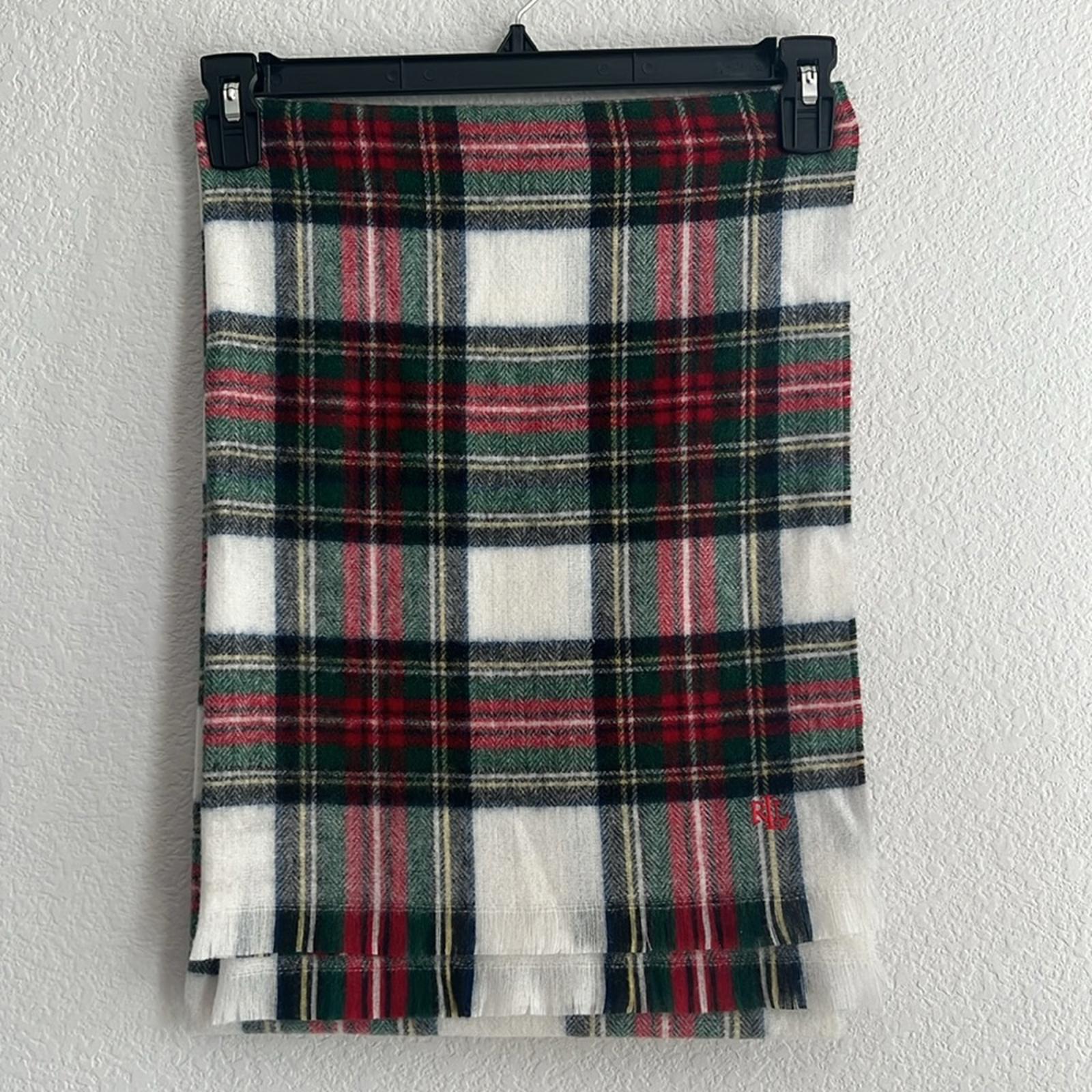 Ralph Lauren Plaid Wool Blend Scarf 193cm X 66cm, NEW