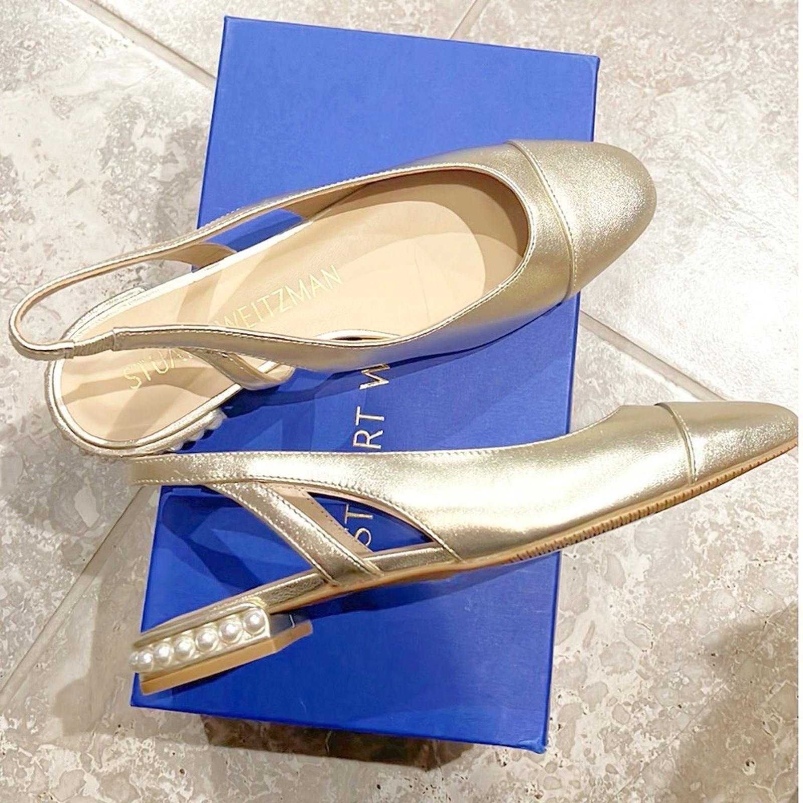 Stuart Weitzman Pearl Embellished Slingback Flats Sz 38/7.5 New in Box SOLD OUT!
