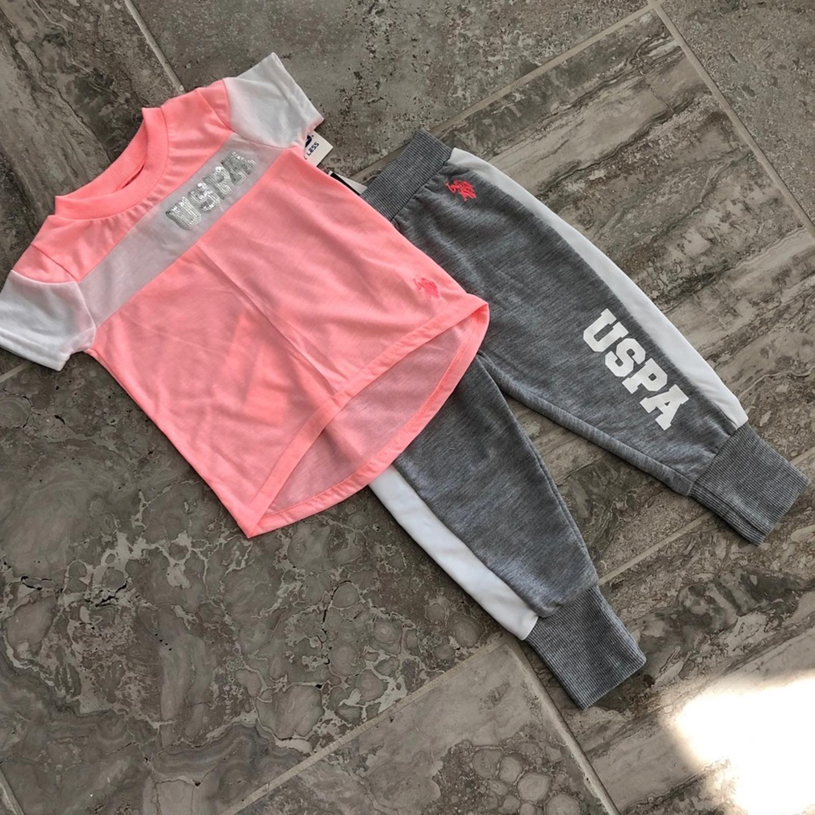 U.S. Polo Assn. 2-Piece Set Top & Pant in Grey/Pink Size 4T New w/Tag