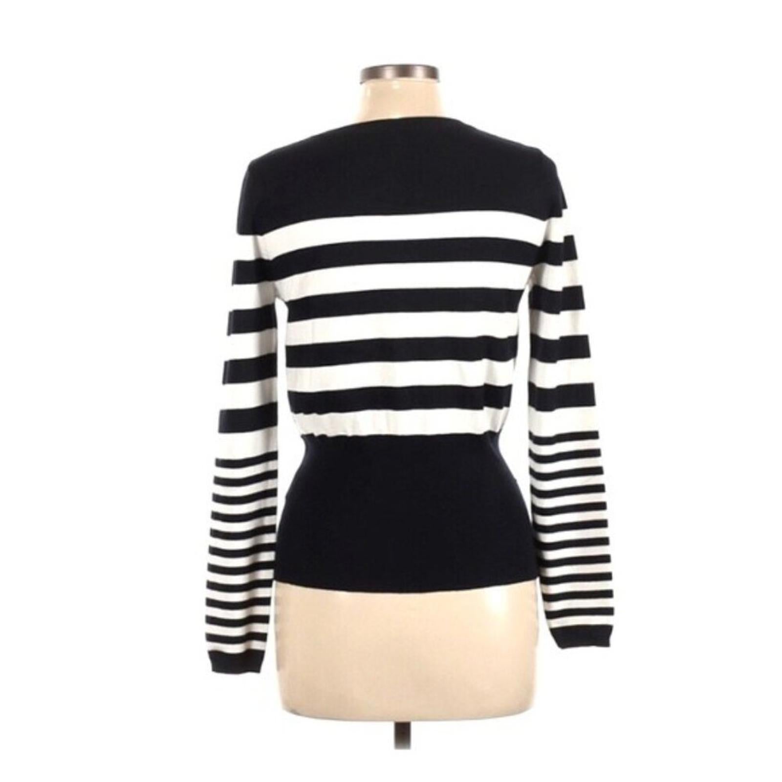 Premise Studio Striped Button Front Cardigan in White Navy Size L EXCELLENT!