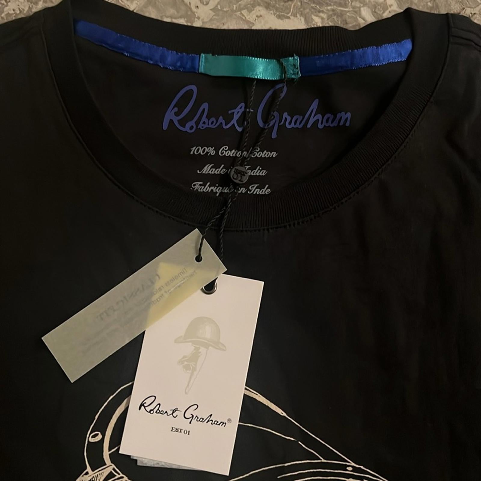 NWT Robert Graham Submarine Skull SS Graphic Shirt, Black Size M New w/Tag $98