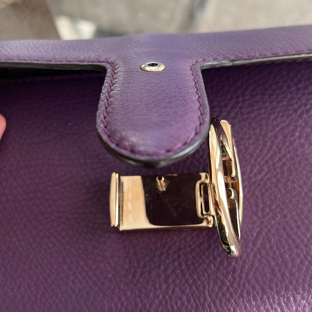 Gucci Flap Shoulder Bag Leather Medium, Purple w/Gold tone w/Dustbag
