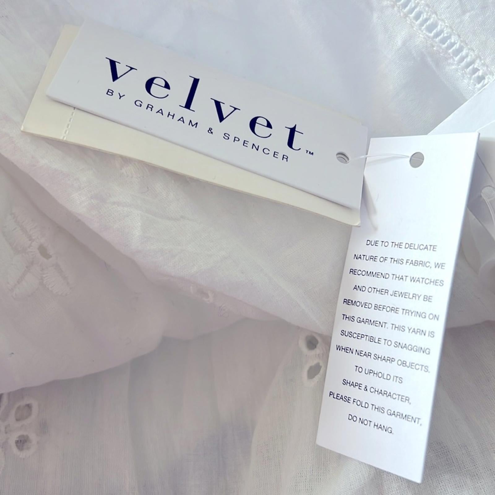 Velvet by Graham & Spencer Gracie Eyelet Dress/Swim in White, Size L NEW $216