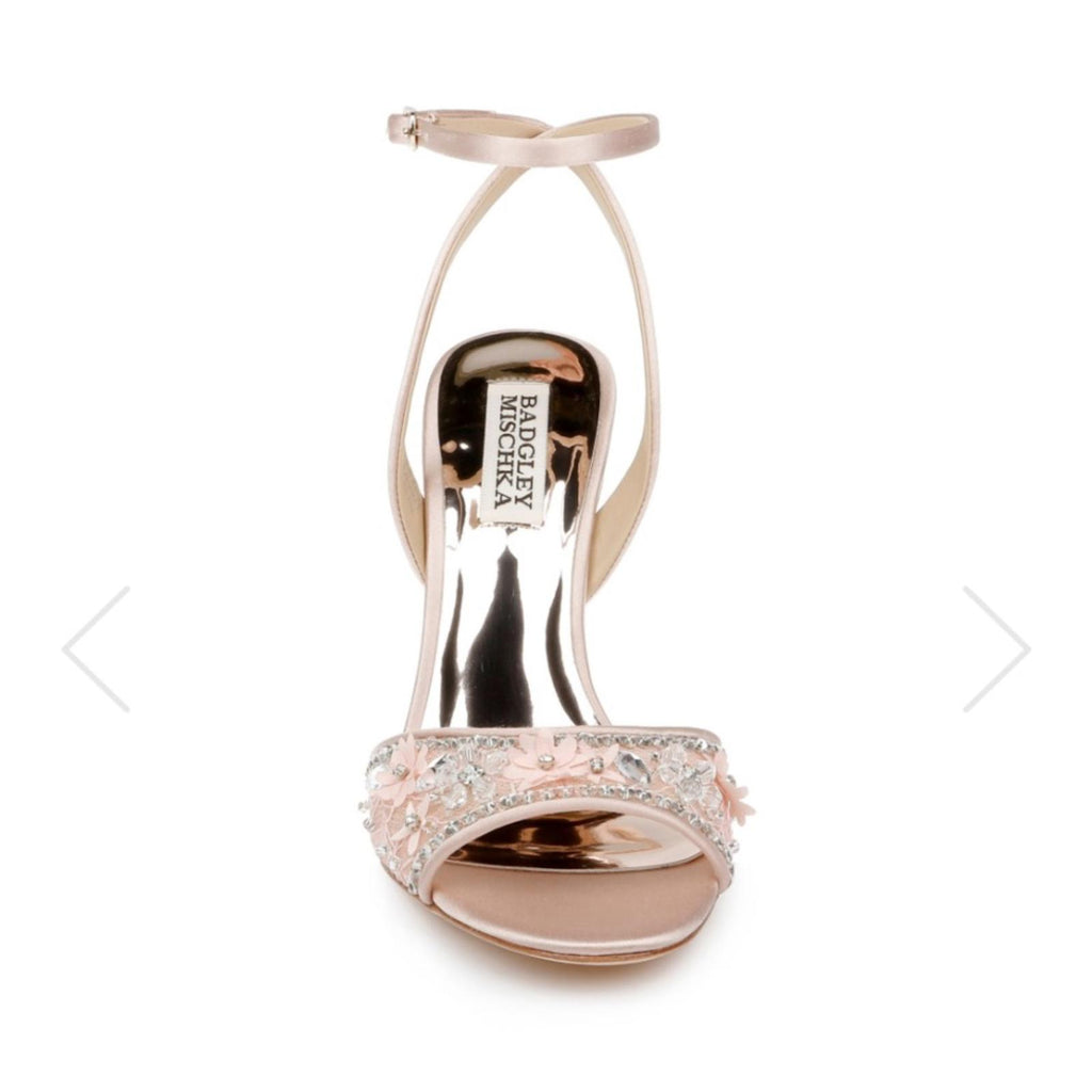 NEW Badgley Mischka Tayten Satin Crystal Ankle Strap Sandals Size 6, Retail $235