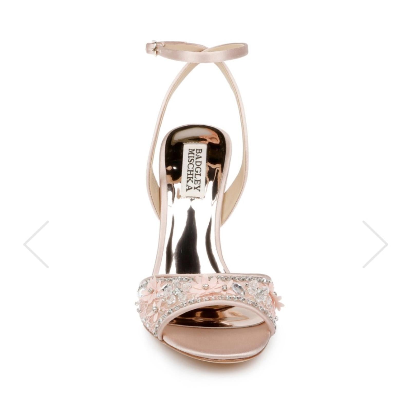 NEW Badgley Mischka Tayten Satin Crystal Ankle Strap Sandals Size 6, Retail $235