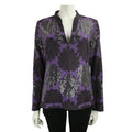 Tory Burch Black Flowers Blouse, Tunic in Purple Grey Size 8
