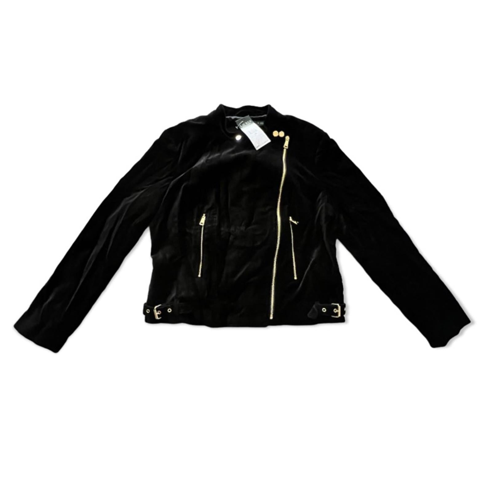 Lauren Ralph Lauren Stretch-Velvet Moto Jacket Cotton, Size 16 NEW Retail $295