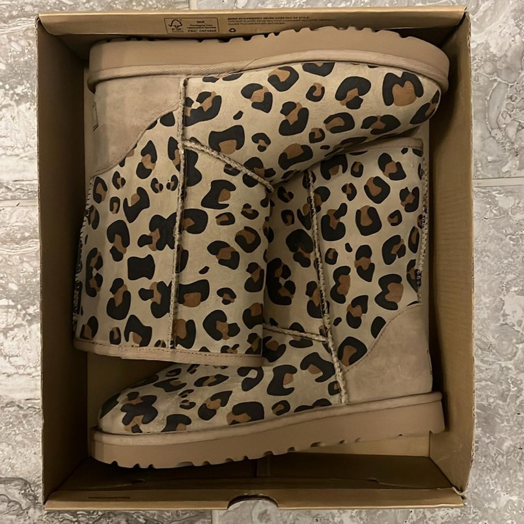 UGG Genuine Sheepskin Lined Leopard Print Boots, Size EU36 US5 New in Box