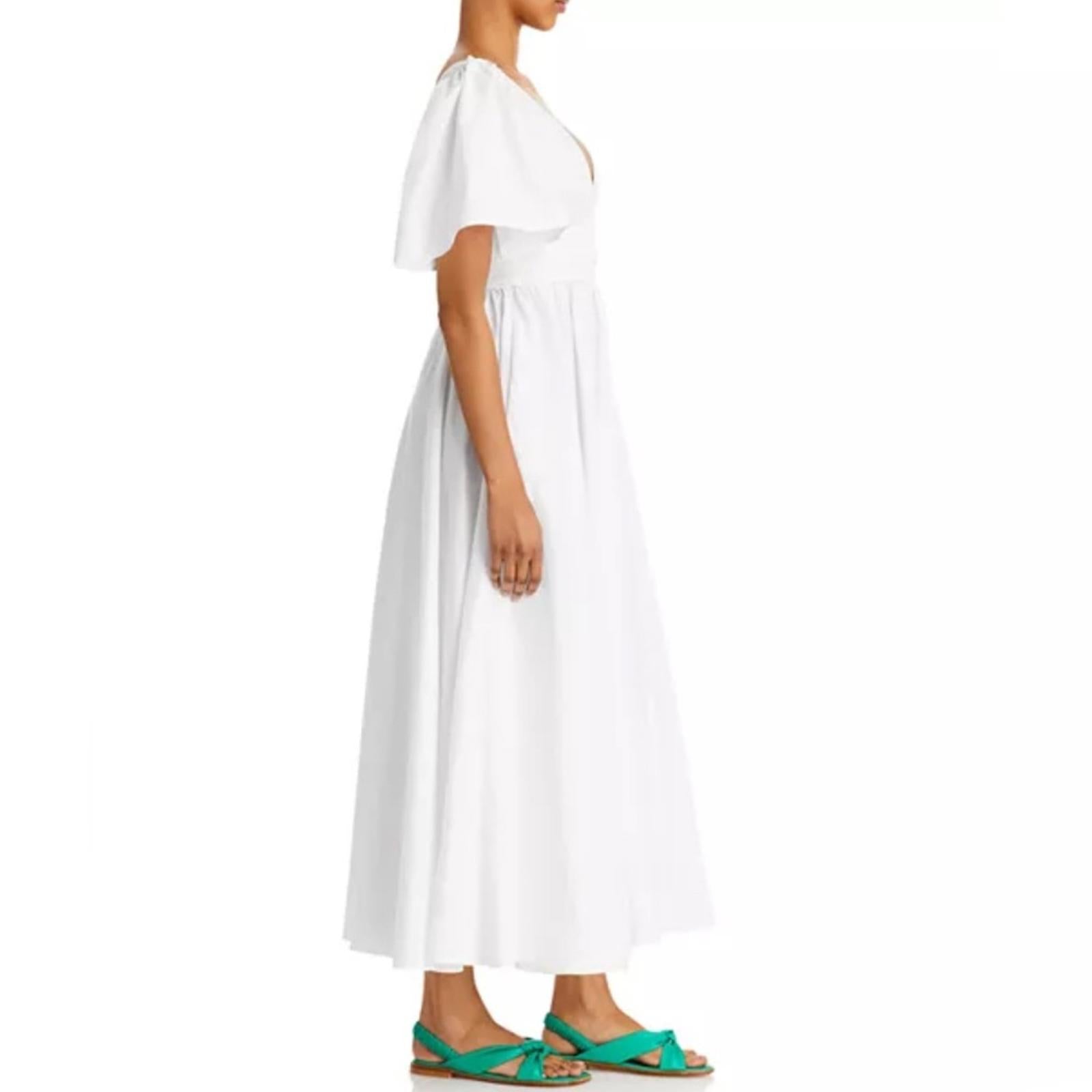 Rhode Margot Cotton Flutter Sleeve Maxi Dress in White, NWT, Size 4