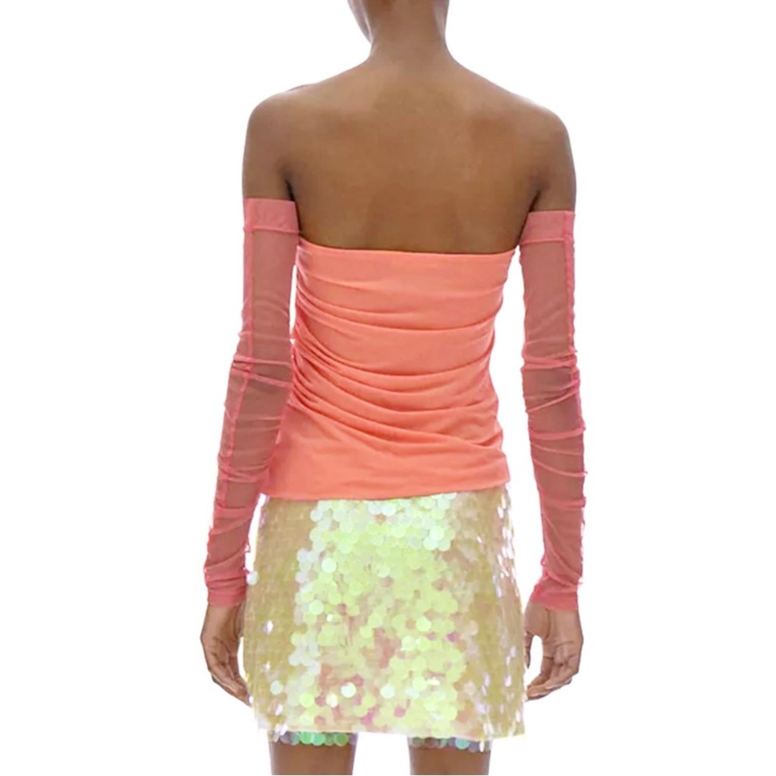 Helmut Lang Sheer Sleeve Tube Top in Coral, NWT, Size XS