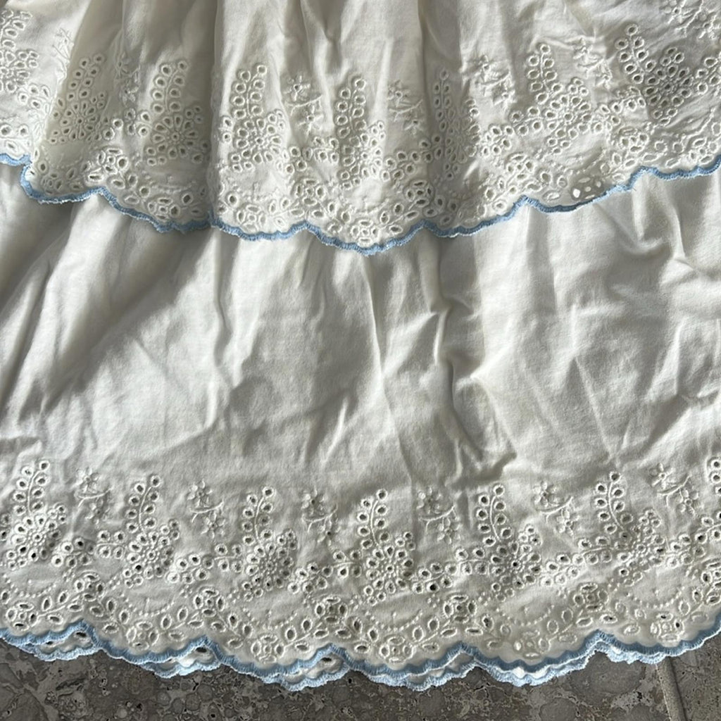 Polo Ralph Lauren Eyelet Tiered Jersey Fit & Flare Dress White Size 16 New w/Tag
