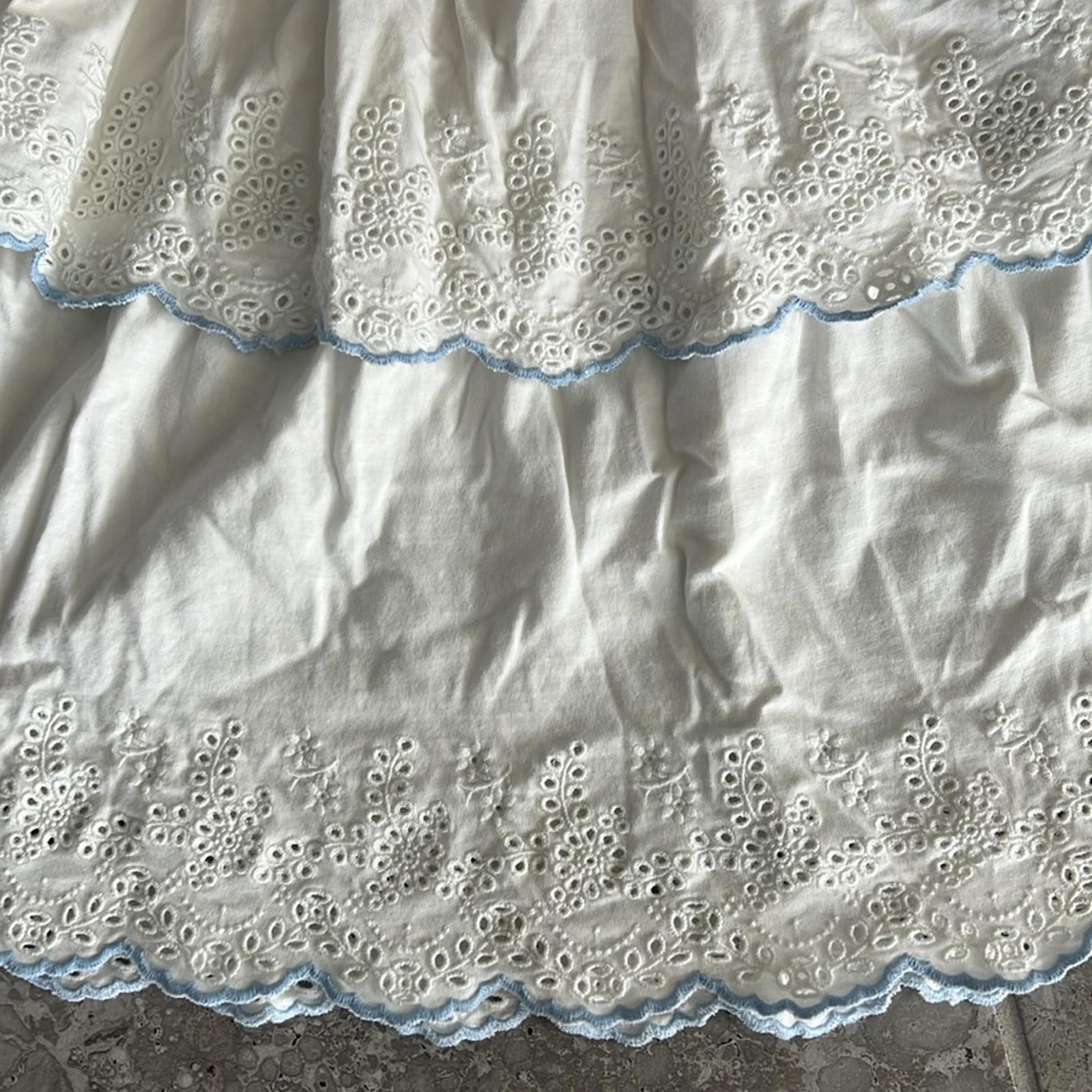 Polo Ralph Lauren Eyelet Tiered Jersey Fit & Flare Dress White Size 16 New w/Tag