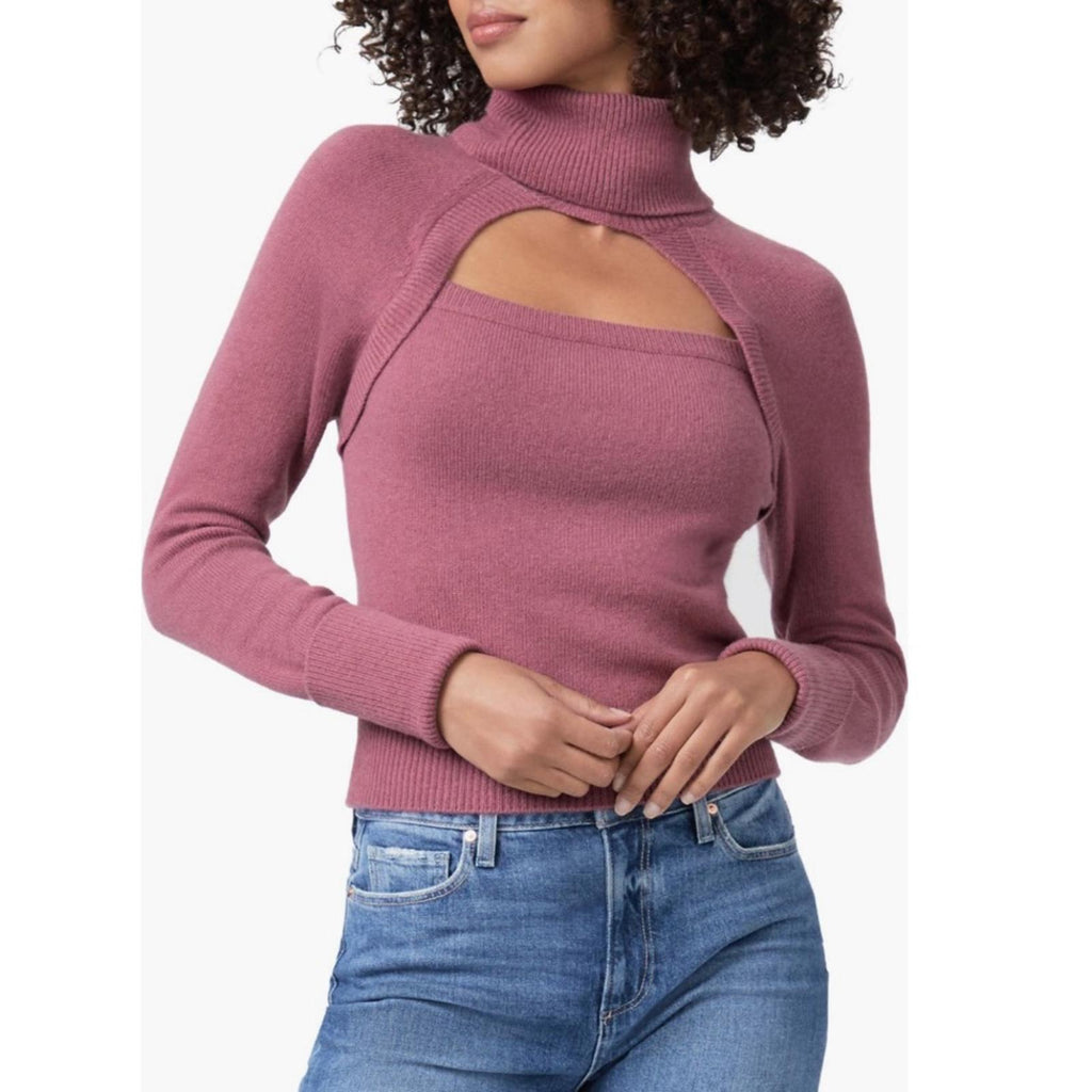 Paige x Revolve Cherise Cut-Out Rollneck Sweater Raspberry Size S NEW w/Tag $249