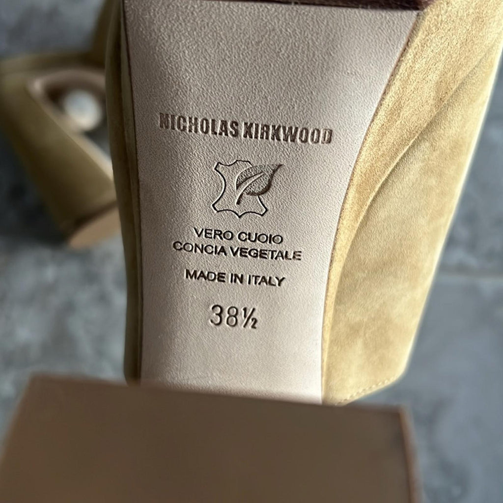 Nicholas Kirkwood Annabel High Heel Sandals, Hazel Suede Size 38.5 New +DustBag