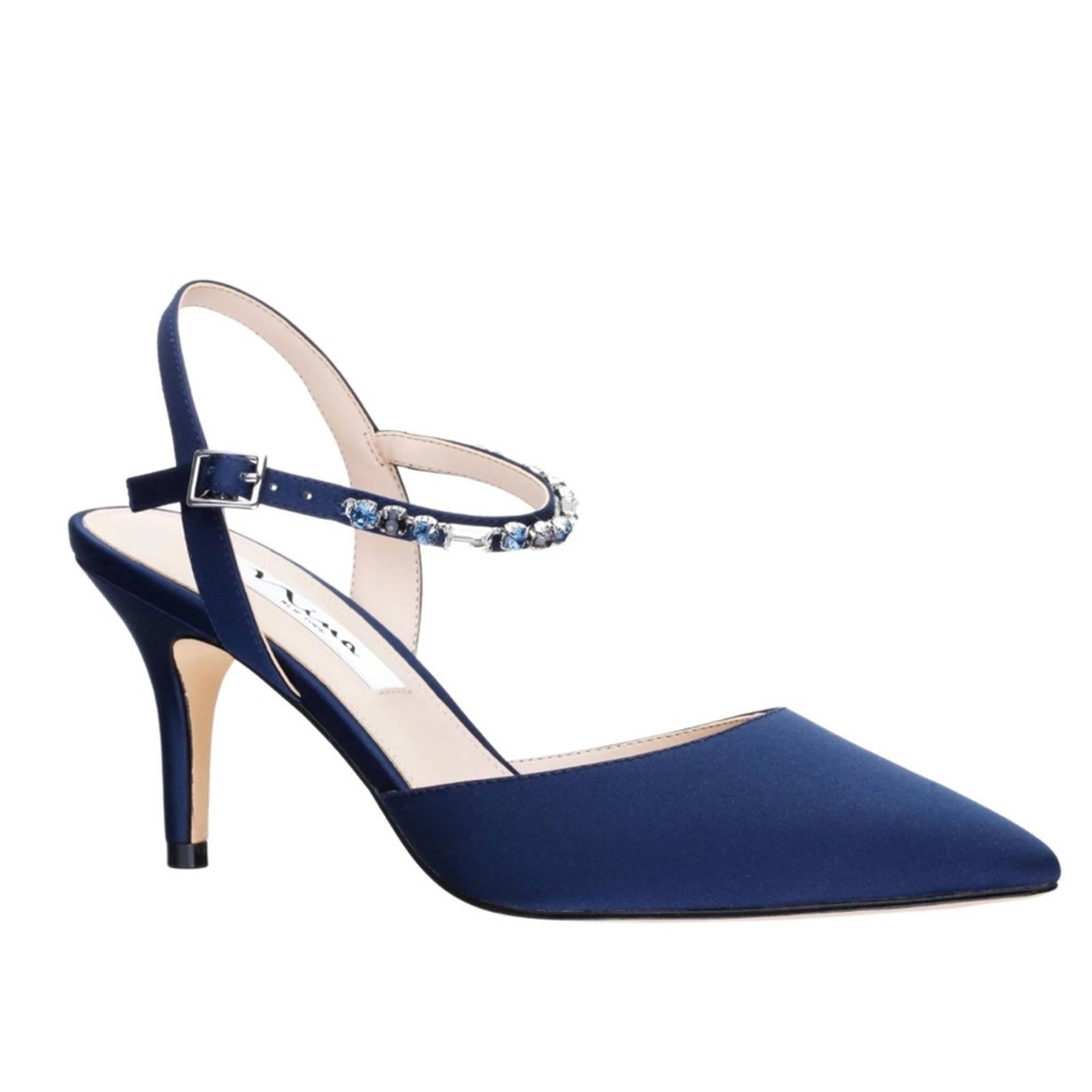 NEW Nina Tucker Crystal Dress Pump, New Navy Luster Satin Size 10M (New in Box)