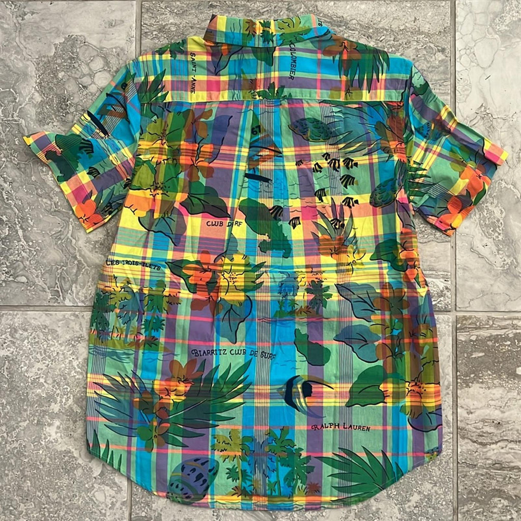 Polo by Ralph Lauren Tropical-Print Cotton Madras Shirt, Size L(14-16) NEW w/Tag