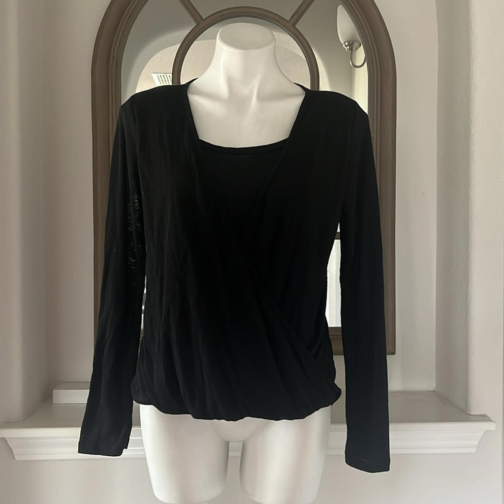 W5 Ribbed Knit Long Sleeve Top in Black, Size L EXCELLENT!