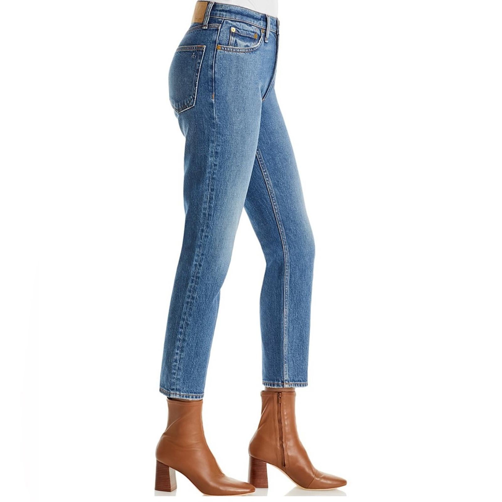 Rag & Bone Nina High-Rise Ankle Slim Straight Cigarette Jeans, Size 33 New w/Tag