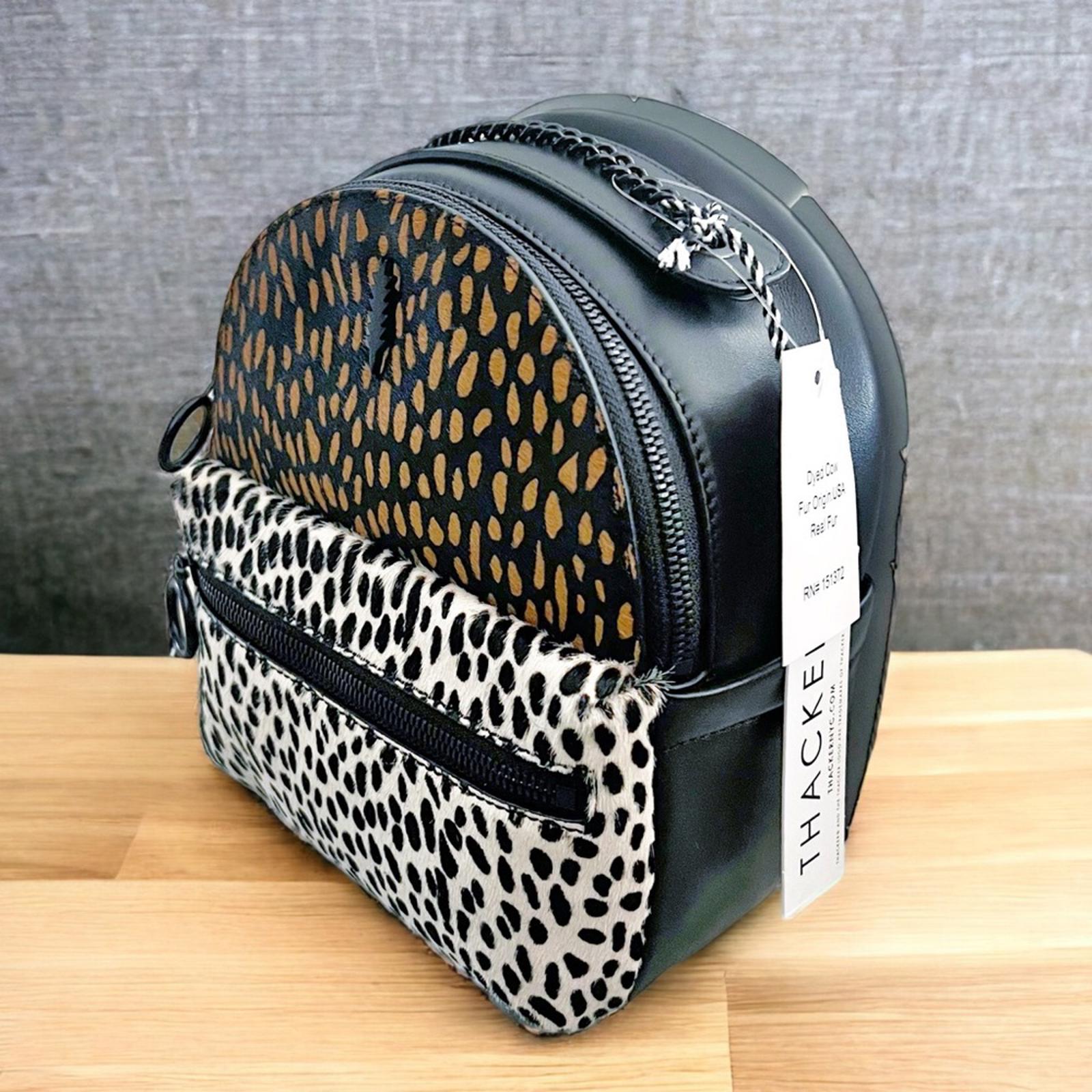 NWT Thacker Marly Animal Print Calf Hair Zippered Backpack Spotted Combo $228