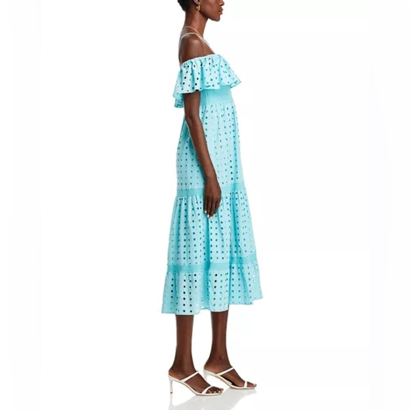 T-Tahari Eyelet Maxi Dress in Blue Haze, Size XS, NEW