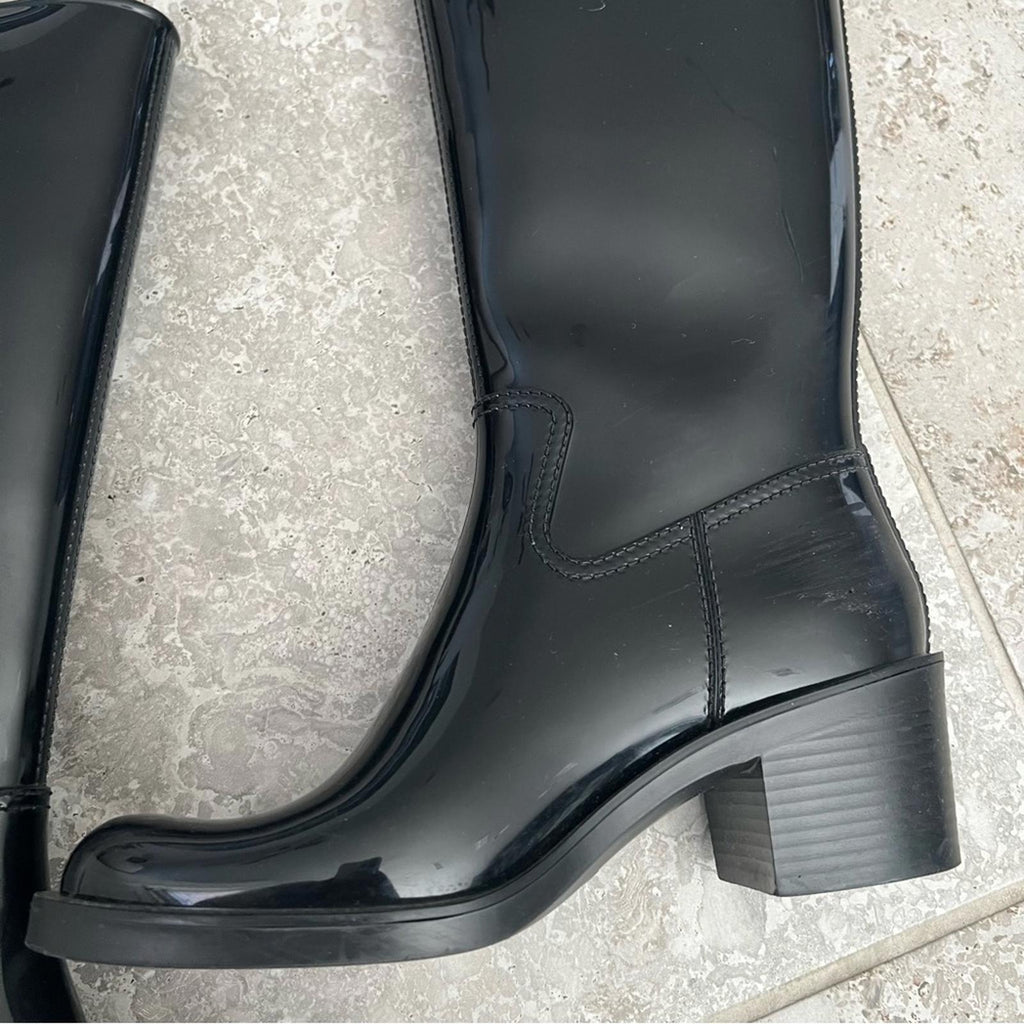 GUCCI Interlocking G Rubber Mid-Calf Rain Boots, Black Size 37 EXCELLENT!