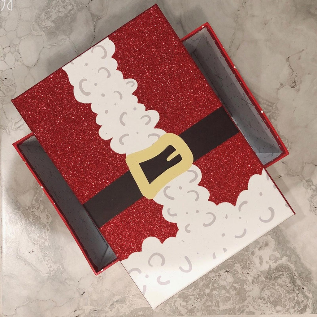 Gift Box Christmas Holiday Storage Red Santa Snowflake Size 9.75”X6.5”X5.0”