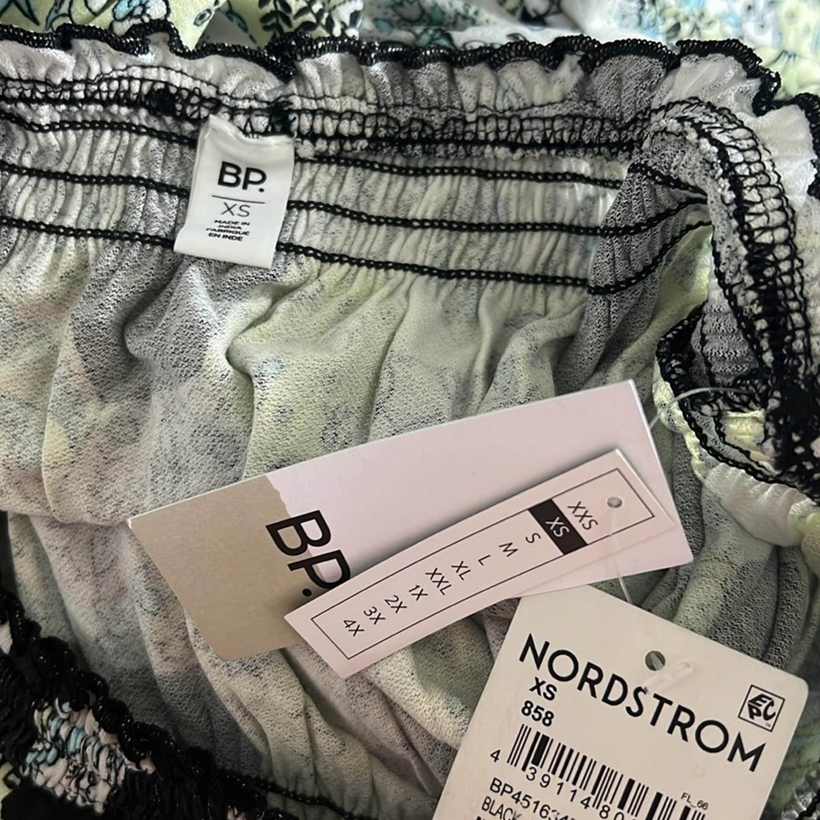BP. Print Off the Shoulder Romper in Black Green Honeycomb Floral Size XS, NWT