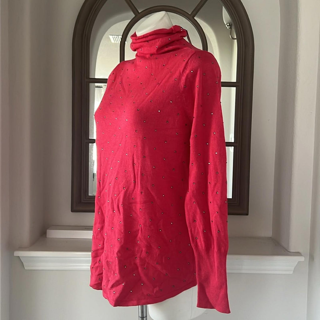 NIC+ZOE Twinkle Turtleneck Sweater in Rose, Size M New w/Tag Retail $158