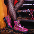 Dr Martens 1460 Leopard Smooth Leather Lace Up Boots, Pink Size 8 New w/o Box
