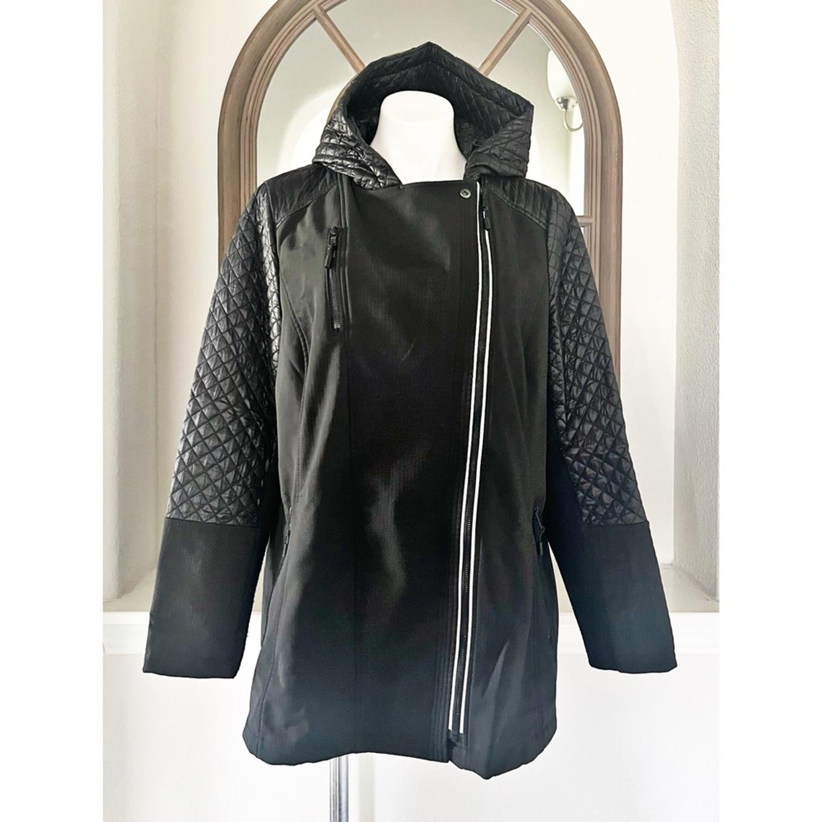 Michael Kors Quilted Reflective Hooded Jacket in Black, Size XL Retail $248
