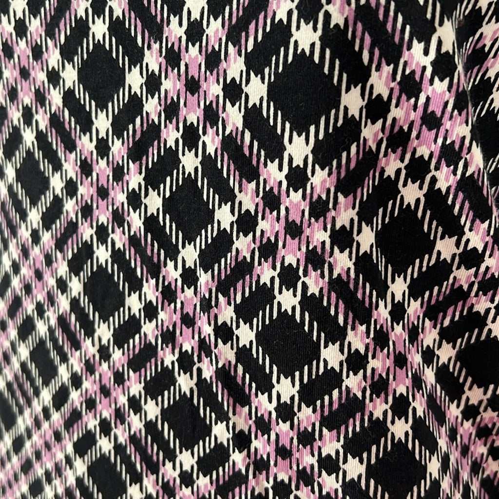 NEW Talbots Cotton Turtleneck Bias Plaid Top Black/Purple Size S New w/o Tag