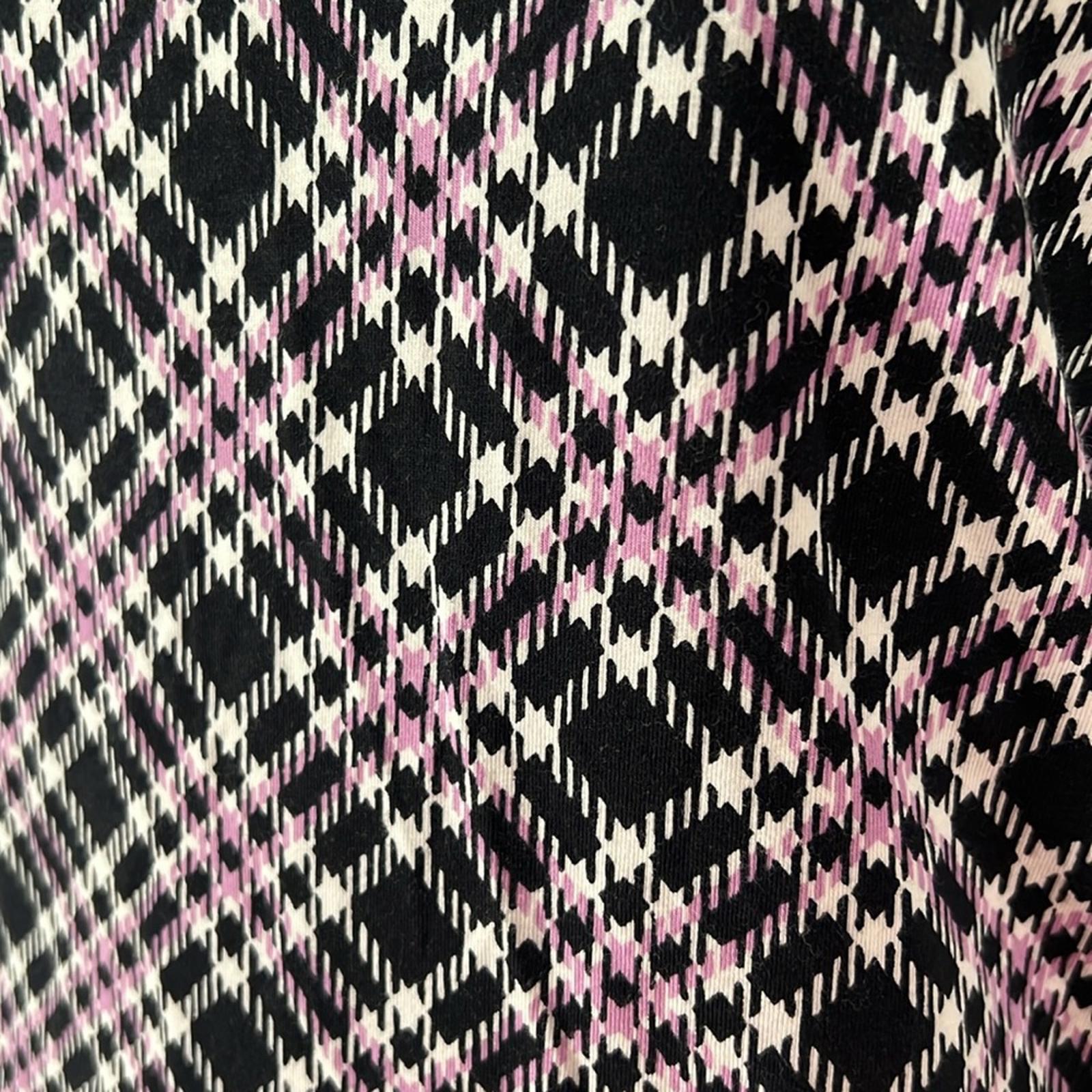 NEW Talbots Cotton Turtleneck Bias Plaid Top Black/Purple Size S New w/o Tag