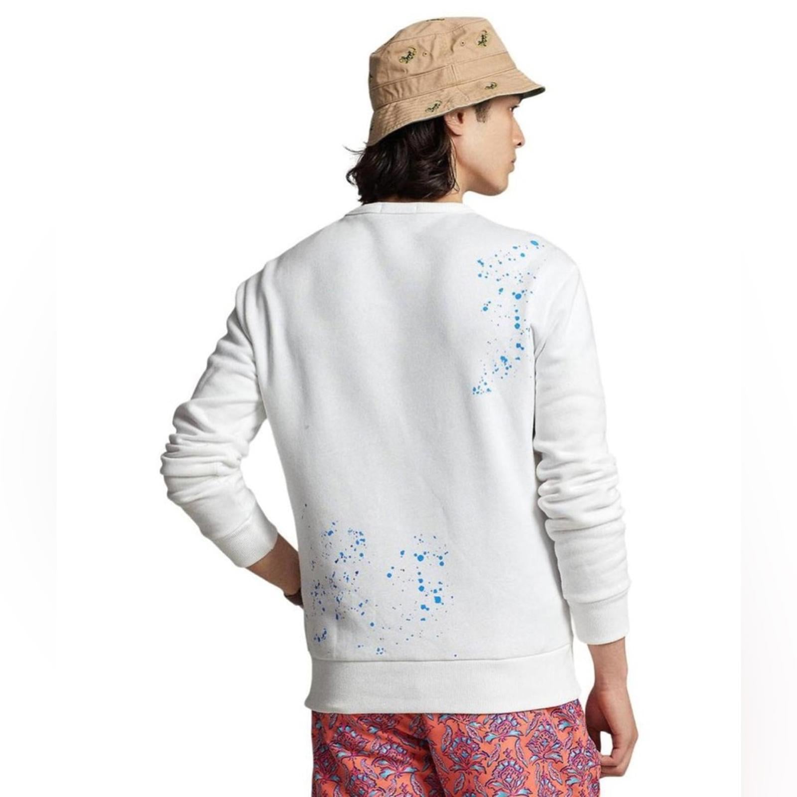 Polo Ralph Lauren Logo Tie-Dye Print Fleece Sweatshirt, White Size XL New w/Tag