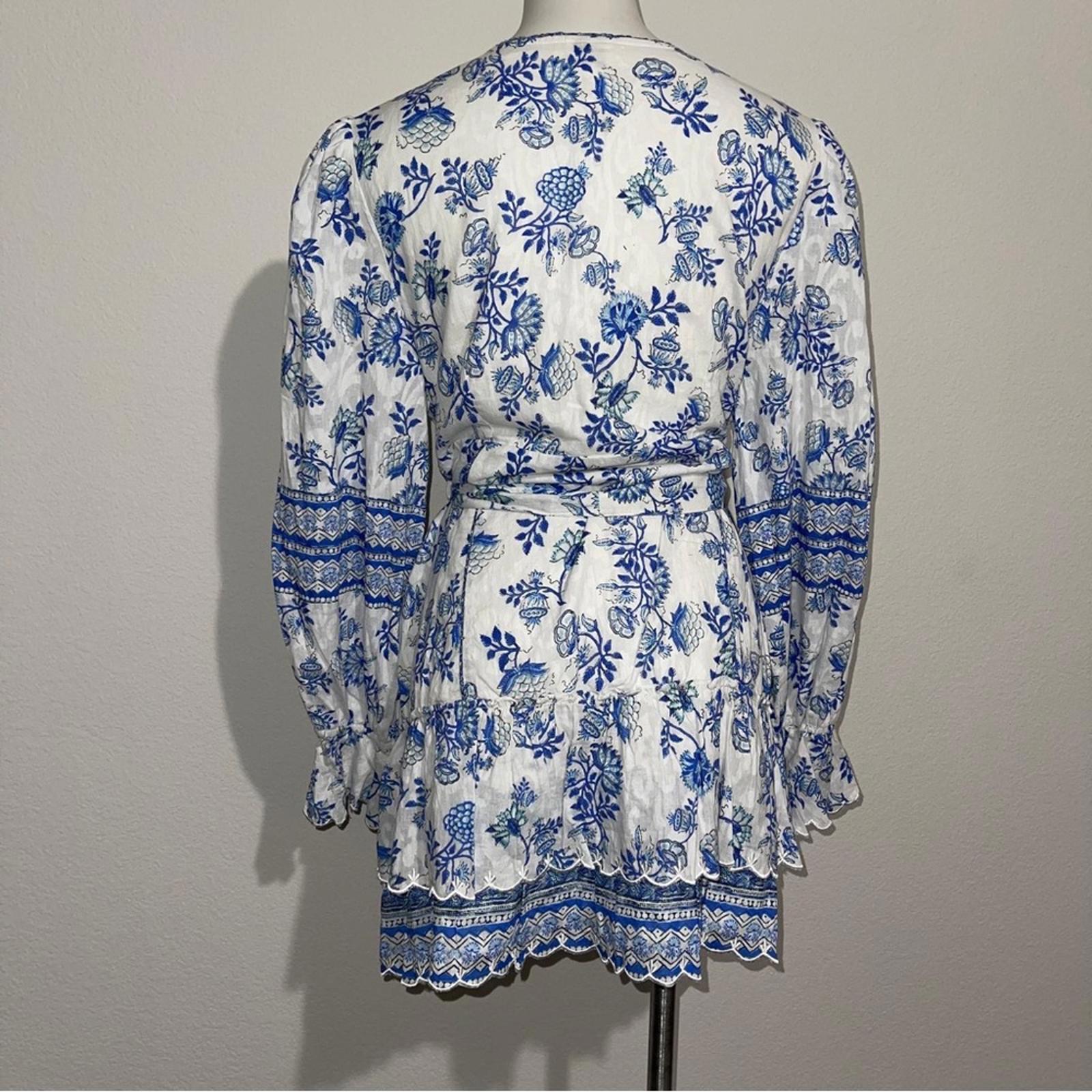 Hemant & Nandita Belted Mini Dress in Cobalt & White, NWT, Size XXL, Retail $405