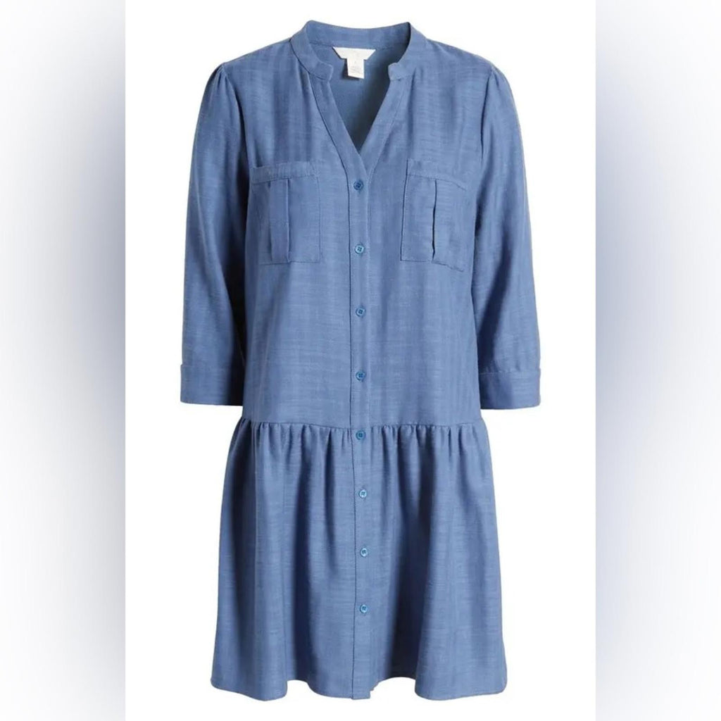 Caslon Pocket Front Drop Waist Dress in Blue Moonlight, Size XXL NEW w/o Tag
