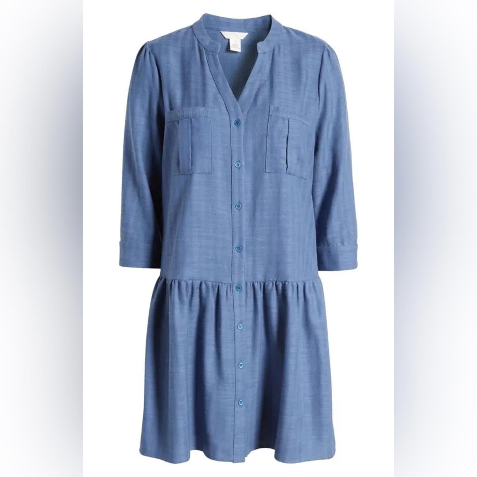Caslon Pocket Front Drop Waist Dress in Blue Moonlight, Size XXL NEW w/o Tag
