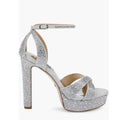 Badgley Mischka Fizzy Ankle Strap Platform High Heel Sandals Silver Size 9.5 NWT