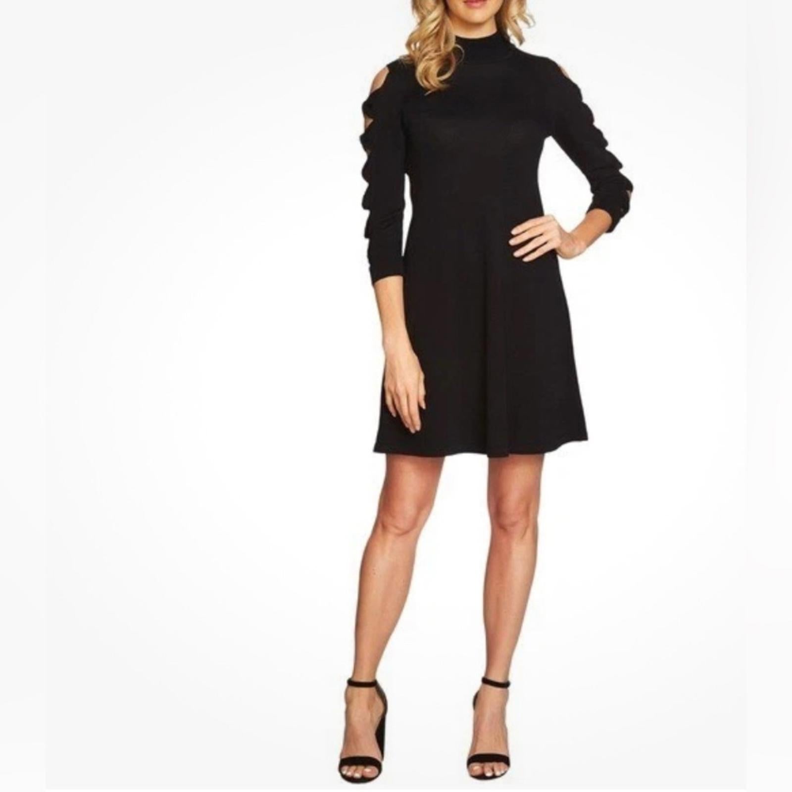CeCe Bow Sleeve Turtleneck Above The Knee Sheath Dress in Black, NEW, Size XL