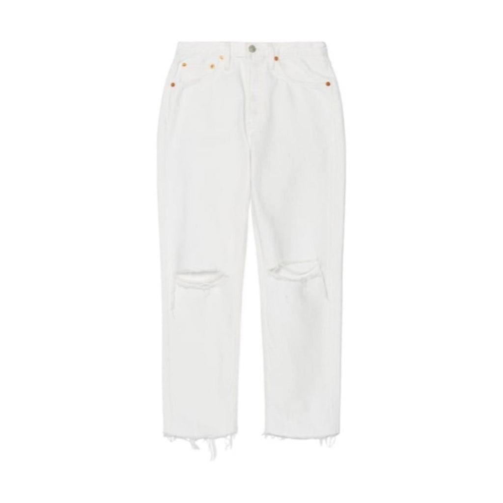 RE/DONE 70s Stove Pipe White Destroyed Jeans, Size 31 Retail $295 - NWT