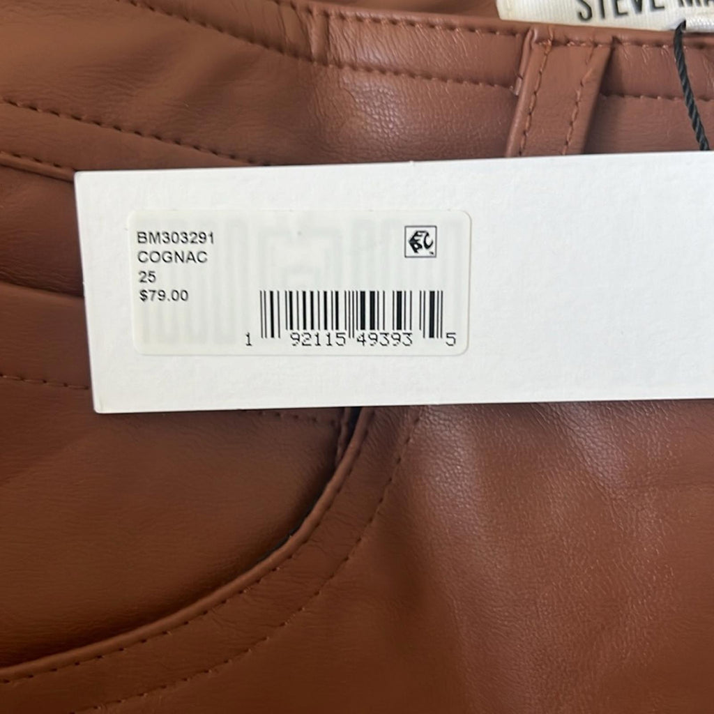 Steve Madden Josie Faux Leather Pants in Cognac/Brown, Size 25 New w/Tag