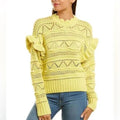 Joie Hockley Scalloped Neck Ruffle Sweater in Canary Yellow, Size XS Retail $278