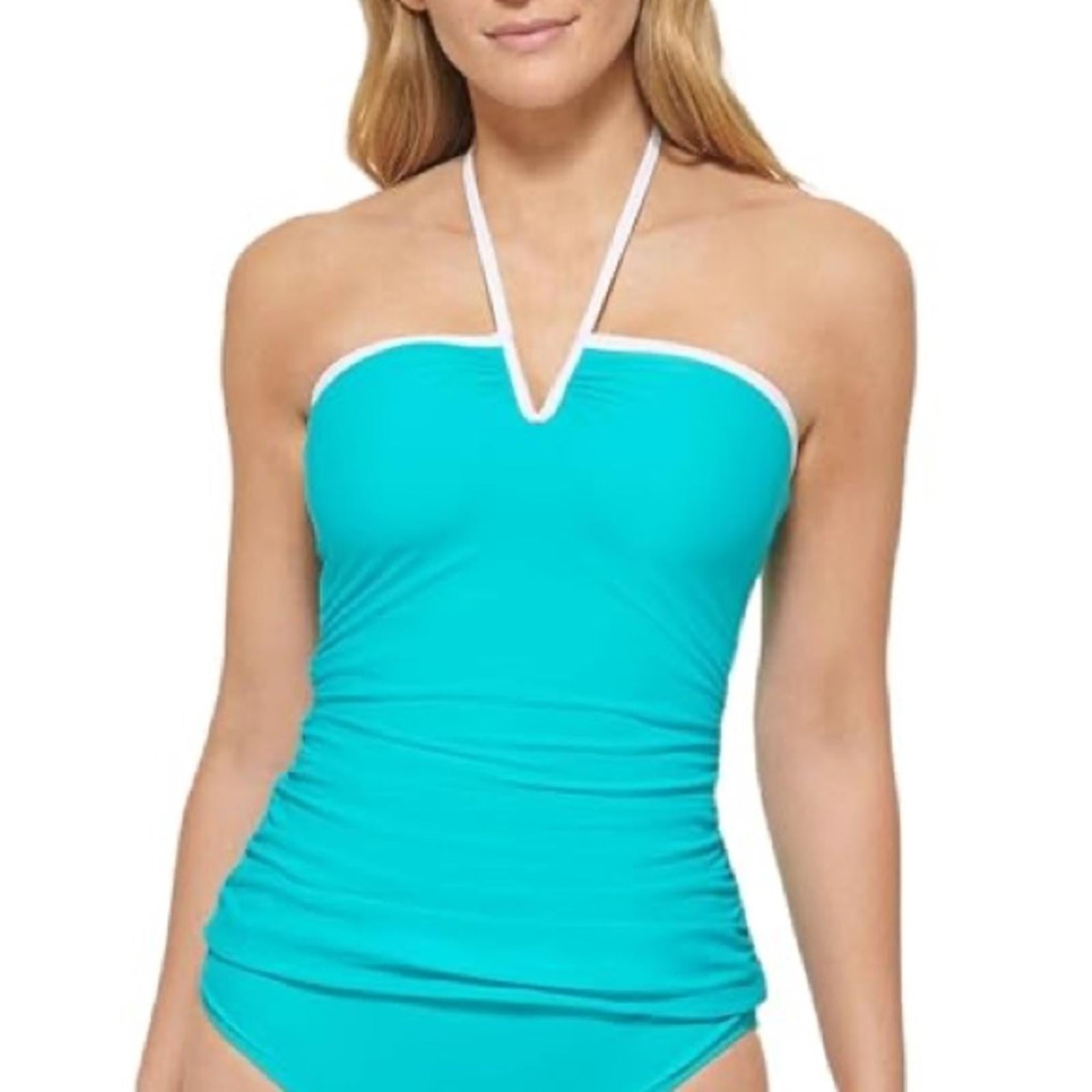 Calvin Klein Solid V-Neck Wire Free Tankini Top, Size S NEW w/Tag
