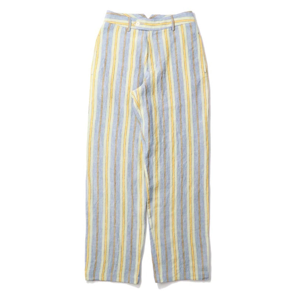 Nicholas Daley Linen Striped Trousers in Blue/Mustard, Size 34 NEW w/Tag $650