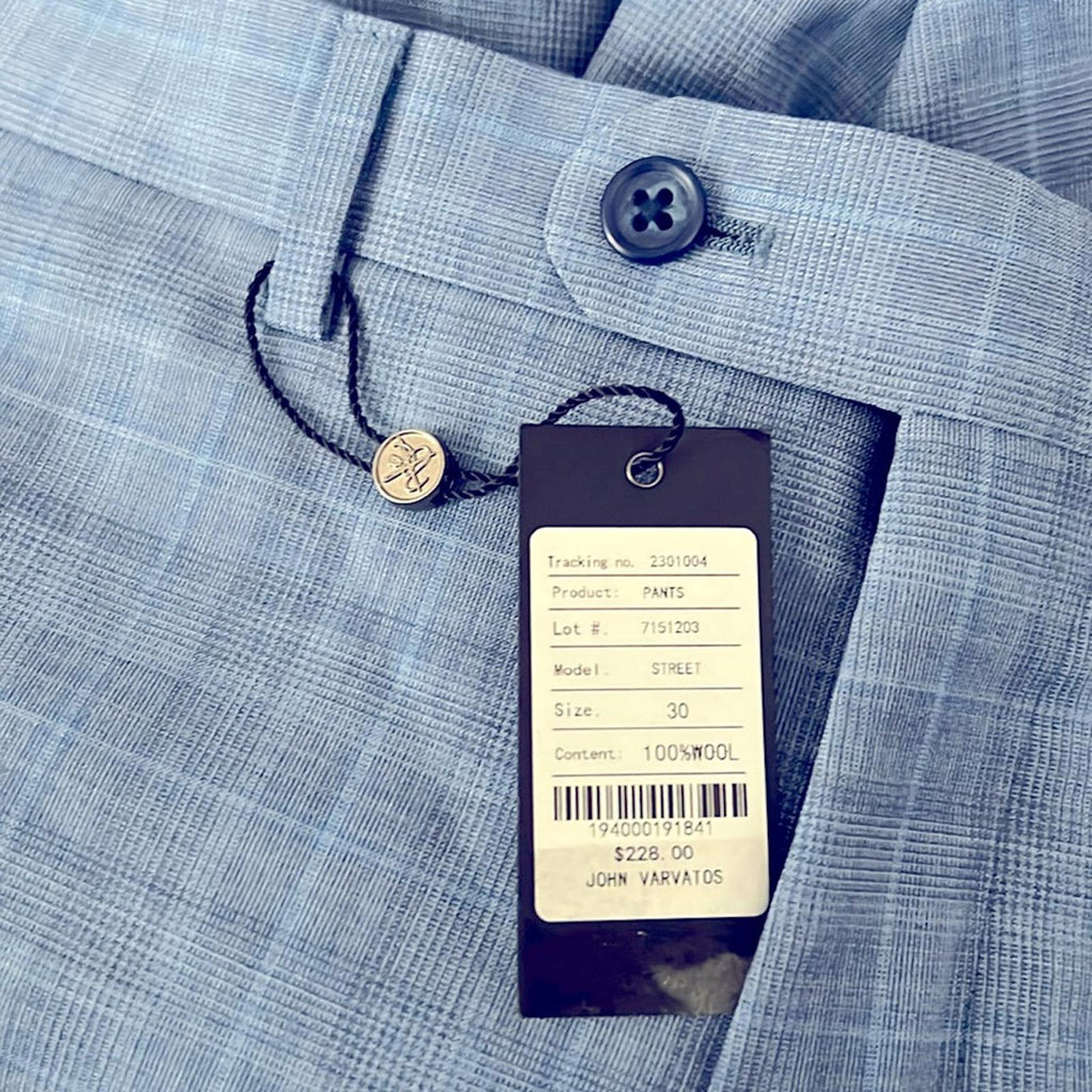 John Varvatos Tonal Plaid Slim Fit Suit Pants 100% Wool, Size 30 NEW w/Tag $228