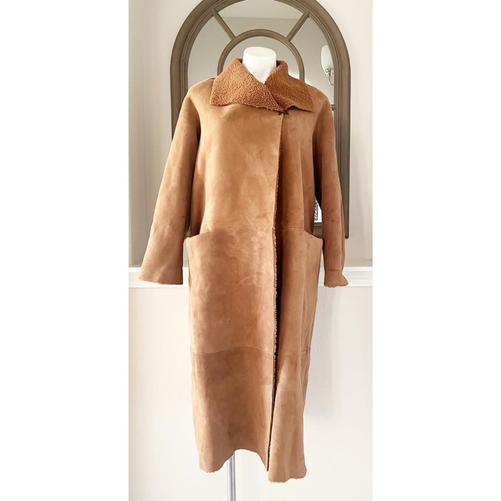 Nour Hammour Reversible Shearling Coat, FR 36 US 2-4 New