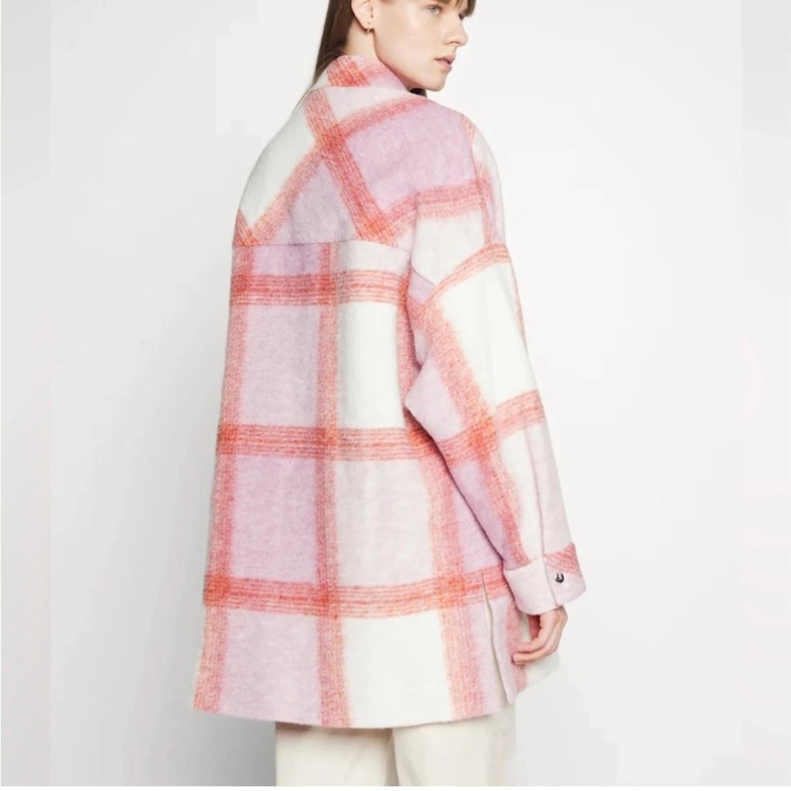 NWT IRO Lemina Check Plaid Oversized Shacket Jacket, Mixed Pink Size 34/XS $435