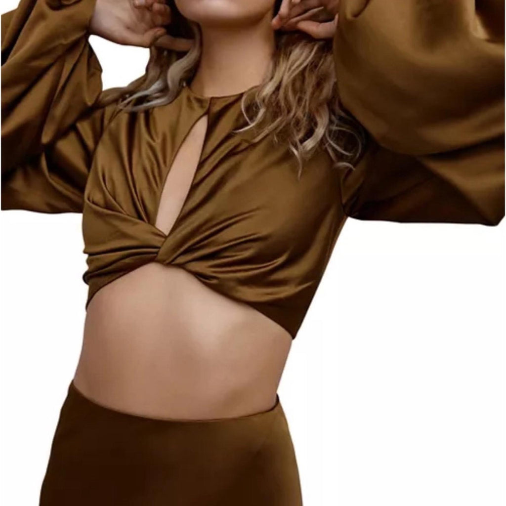 Significant Other Mini Cropped Cutout Top in Dark Gold, Size 10 NEW w/Tag $210
